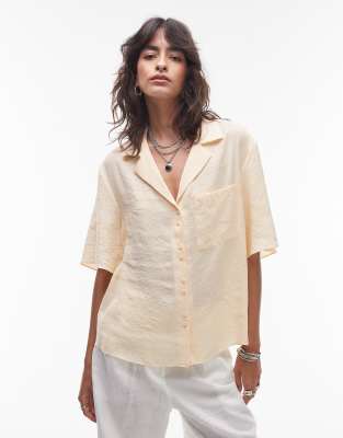 super soft cupro shirt in buttermilk-Yellow