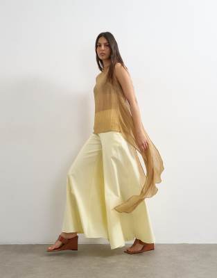 Topshop Super Wide Leg A-line Pants In White