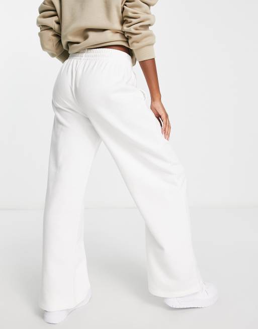 White Diamante Hot Fix Wide Leg Sweatpants