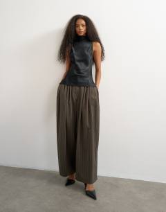 Super wide leg trouser in chocolate stripe