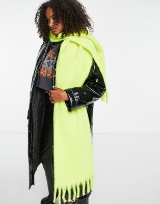 Topshop supersoft chunky scarf in lime
