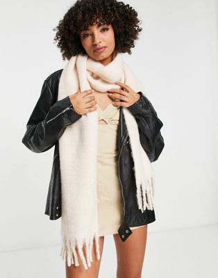 Topshop supersoft chunky scarf in neutral - ASOS Price Checker