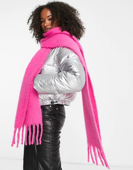 Topshop supersoft chunky scarf in pink