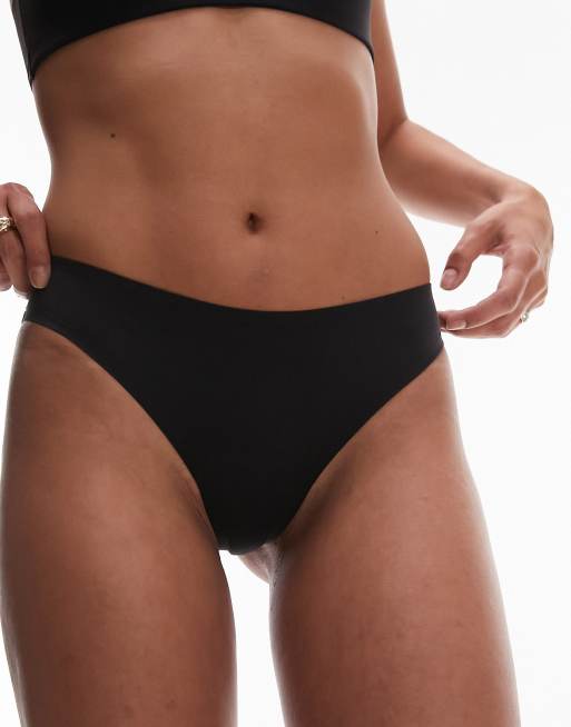 ASOS DESIGN 3 pack ribbed thongs in black