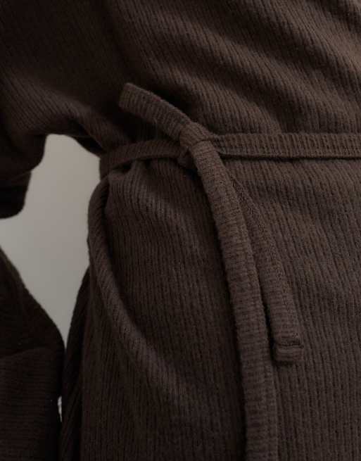 Topshop supersoft topp med omlottdetalj i chokladbrun, 4 av 4