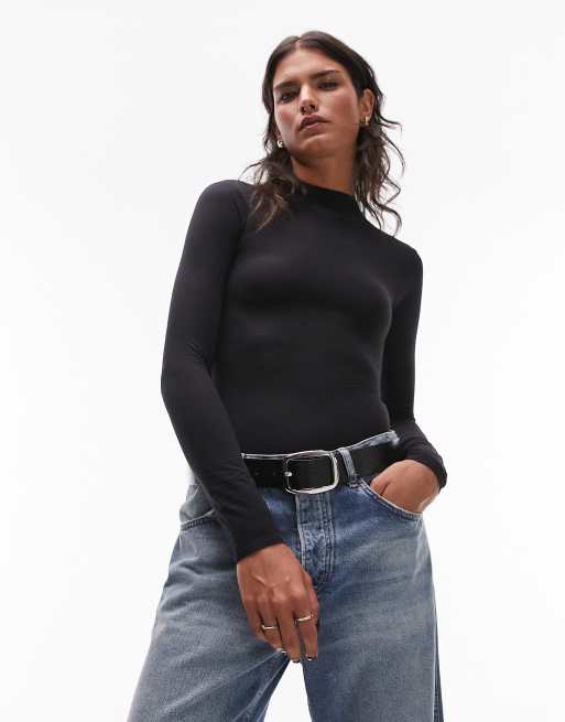 Topshop supersoft turtle neck bodysuit in black