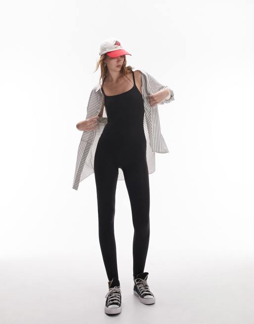 Topshop supersoft unitard in black 