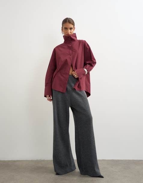 Topshop superzachte geplooide joggers met wijde pijpen in antracietgrijs - view 1
