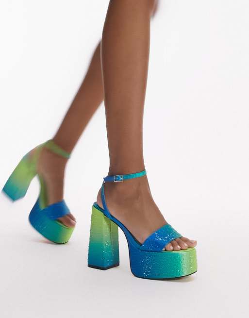 Topshop - Sutton - Chaussures chunky en deux parties - Bleu