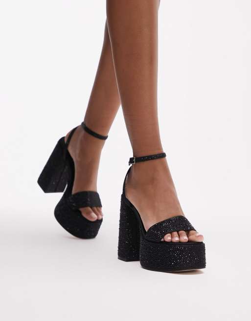 Topshop Sutton chunky two part platforms in black moire