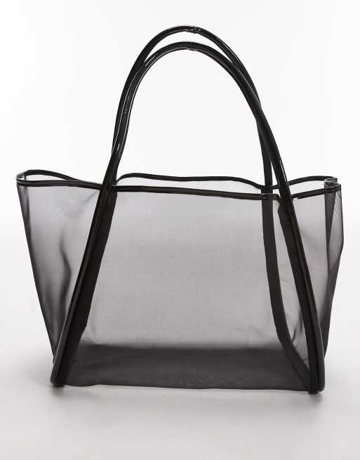 Topshop Sutton mesh shoulder bag in black