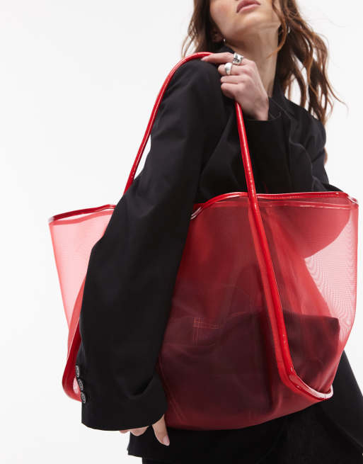 Topshop - Sutton - Rød skuldertaske i mesh, 2 af 4