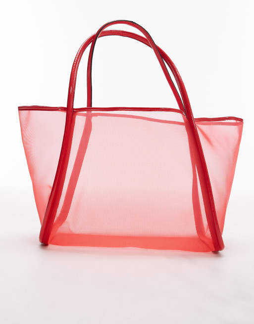 Topshop - Sutton - Schoudertas van mesh in rood, 4 van 4