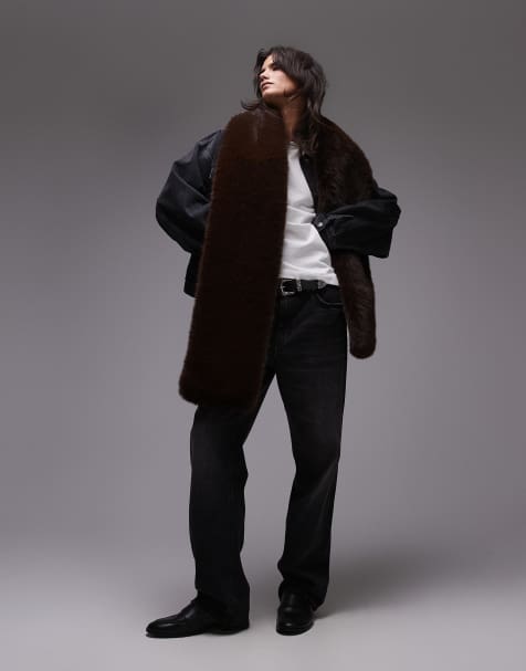 Topshop - Sutton - Sciarpa oversize color cioccolato in pelliccia sintetica - view 1