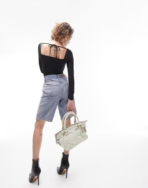 Topshop – Svart body med långa puffärmar, 2 av 4