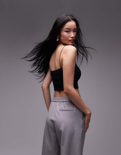 Topshop – Svart crop top i seamless-design med smala axelband, 2 av 4