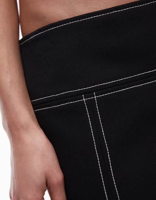 Topshop – Svart, extra kort minikjol med dekorativ söm, 3 av 5