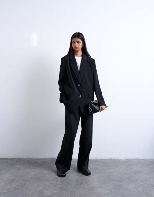 Topshop – Svart kavaj i relaxed fit med 2 knappar, 3 av 4