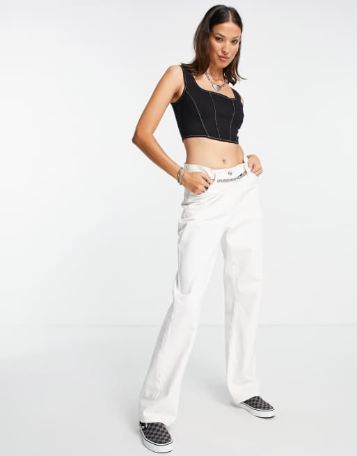 Topshop – Svart korsett med tvättad finish, 3 av 4