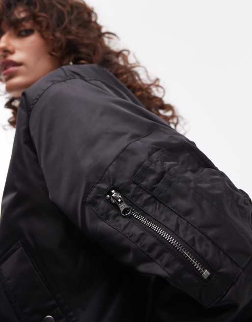 Topshop – Svart, kort bomberjacka, 2 av 4