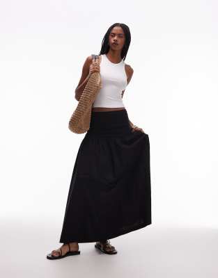 Topshop – Svart maxikjol i poplinmix - view 1