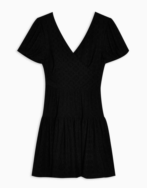Topshop – Svart miniklänning med broderi, 3 av 4