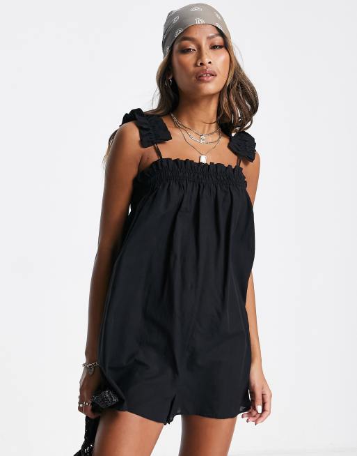 Topshop – Svart playsuit med volanger på axlarna, 4 av 4