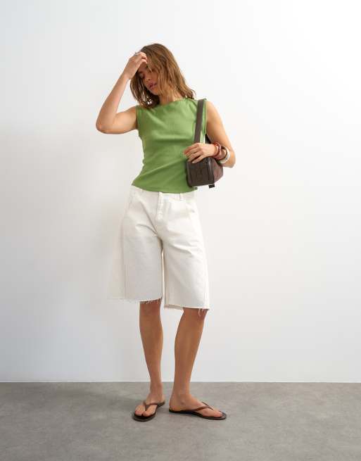 Topshop – Svart, ribbat linne i boyfriend-modell, 2 av 4
