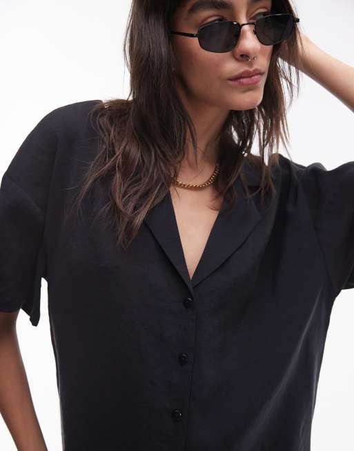Topshop – Svart skjortklänning i minilängd med knäppning, 2 av 4