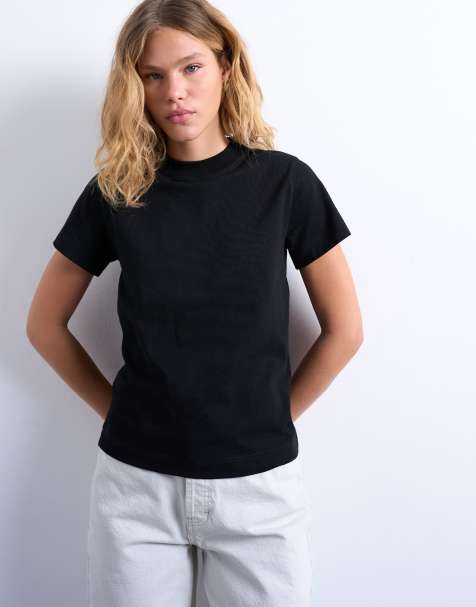 Topshop – Svart t-shirt med boxig passform - view 1