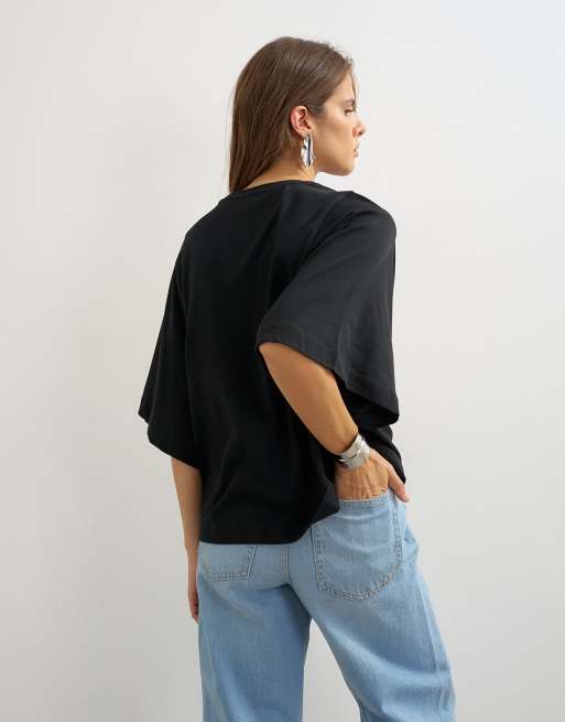 Topshop – Svart t-shirt med pingvinärm, 3 av 4
