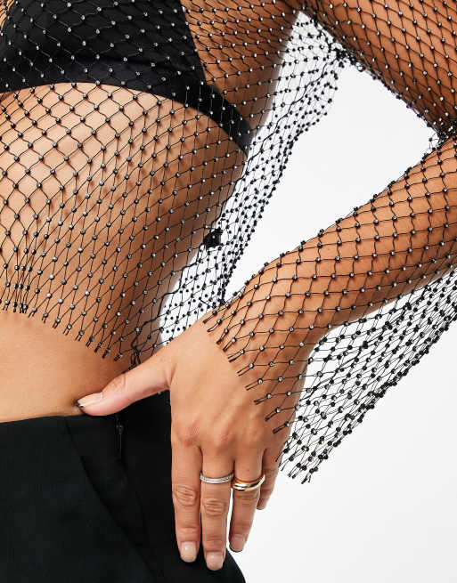 Topshop – Svart topp med långa ärmar och strass, 4 av 4