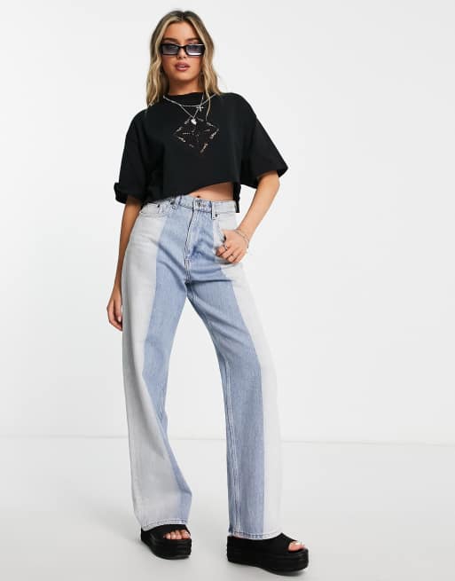 Topshop – Svart virkad t-shirt i kort design, 3 av 4