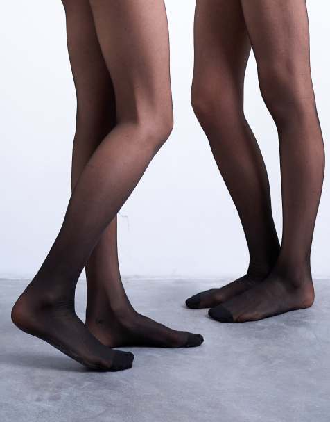 Topshop – Svarta 15 denier tights, 2-pack - view 1