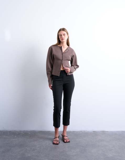 Topshop – Svarta, 3/4-långa capribyxor i bengalin - view 1
