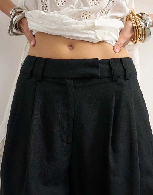 Topshop – Svarta bermudashorts i linnematerial, 3 av 5