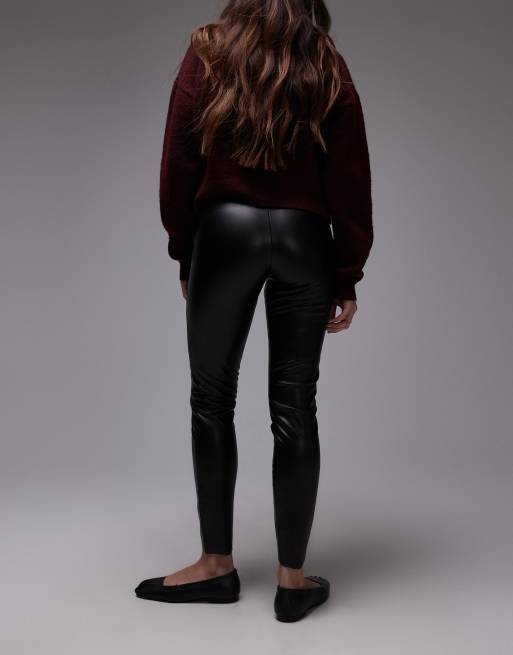 Topshop – Svarta byxor i läderimitation med smal passform, 4 av 5