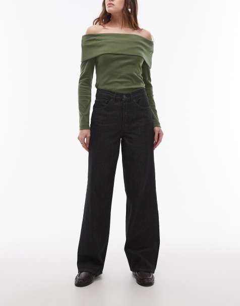 Topshop – Svarta jeans med mellanhög midja och ledig passform - view 1