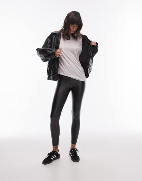 Topshop – Svarta leggings i läderimitation - view 1