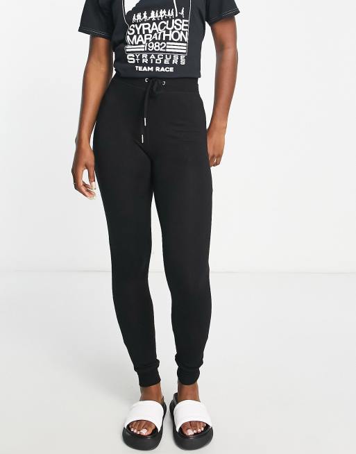 Topshop – Svarta mjukisbyxor i mjuk borstat material med extra smal passform
