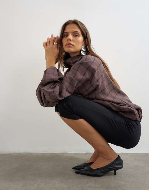 Topshop – Svarta, ribbade capribyxor - view 1