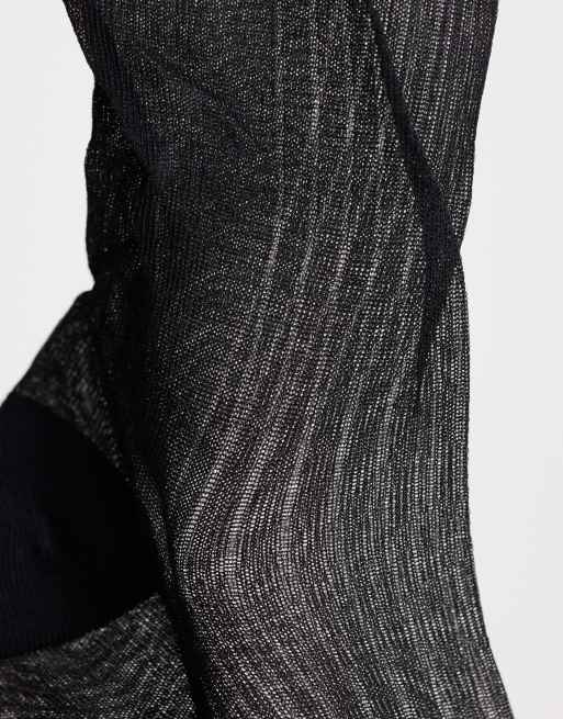 Topshop – Svarta, ribbade och skira strumpor, 2 av 3