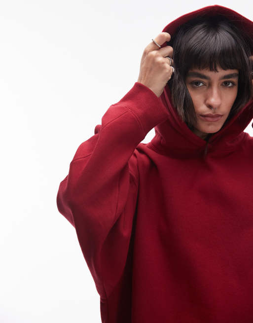 Topshop - Sweat à capuche d'ensemble oversize de qualité supérieure - Bordeaux, 4 de 4