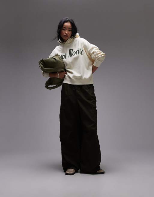 Topshop - Sweat à capuche oversize à motif Saint Moritz - Écru, 2 de 4