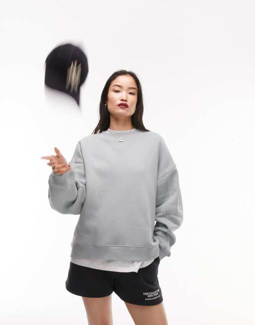 Topshop - Sweat à surpiqûres de qualité supérieure - Bleu pastel