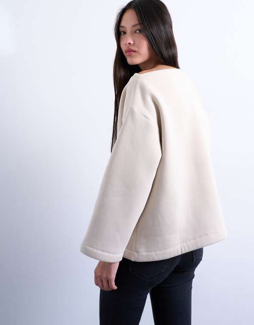 Topshop - Sweat asymétrique à épaules dénudées - Beige, 4 de 4
