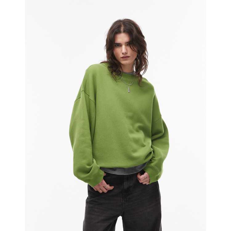 Topshop - Sweat polaire coupe dad zippé - Vert