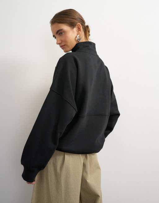 Topshop sweat-shirt à col montant avec patte dissimulée noir, 4 de 4