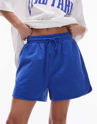 Topshop Sweat Short In Cobalt Blue In Blue