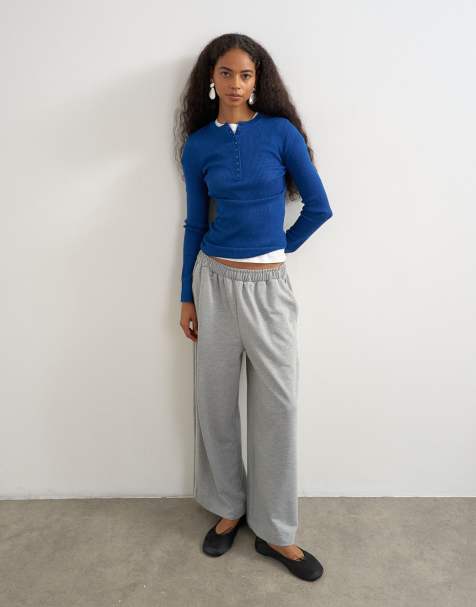 Topshop sweatbyxor med kantband i grått - view 1
